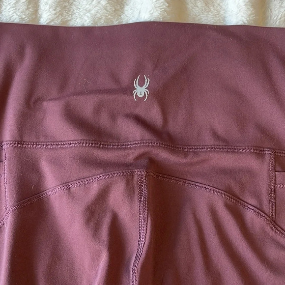 Spyder high rise capris leggings burgundy color size small - Picture 2 of 7